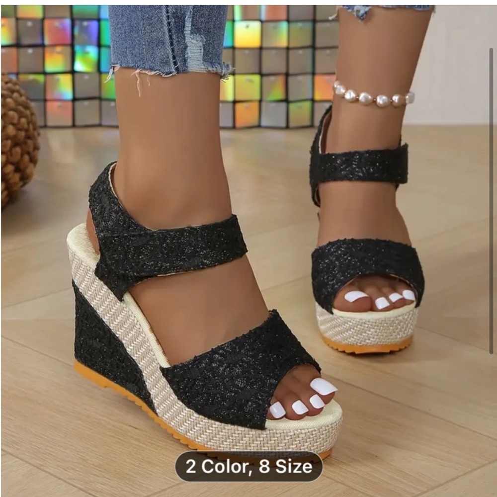 Wedges | sparkle | black and tan | size 7.5 | NWT